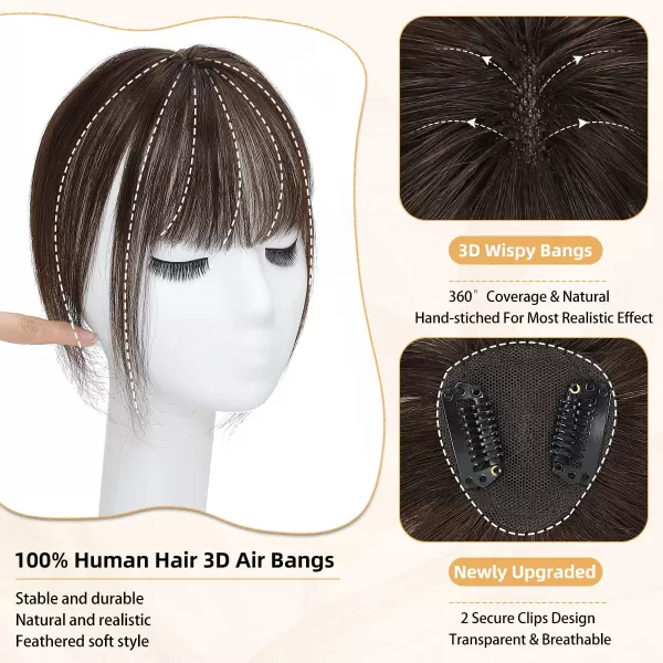 NAYOO Bangs Hair Clip in Bangs 100% Real Human Hair Extensions French Bangs Clip on Hair Bangs for Women Fringe with Temples Hairpieces Curved Bangs for Daily Wear