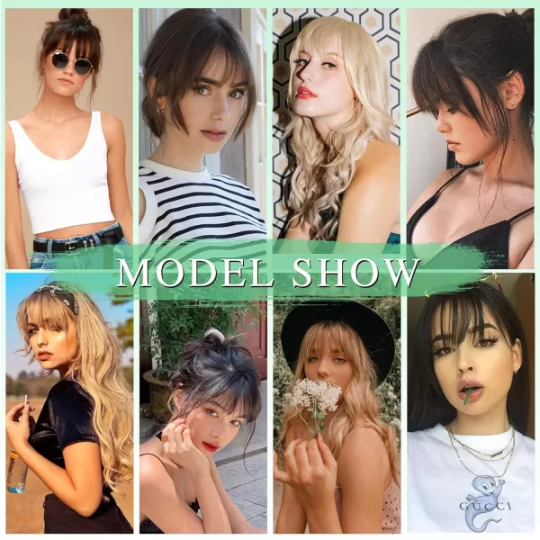 NAYOO Bangs Hair Clip in Bangs 100% Real Human Hair Extensions French Bangs Clip on Hair Bangs for Women Fringe with Temples Hairpieces Curved Bangs for Daily Wear