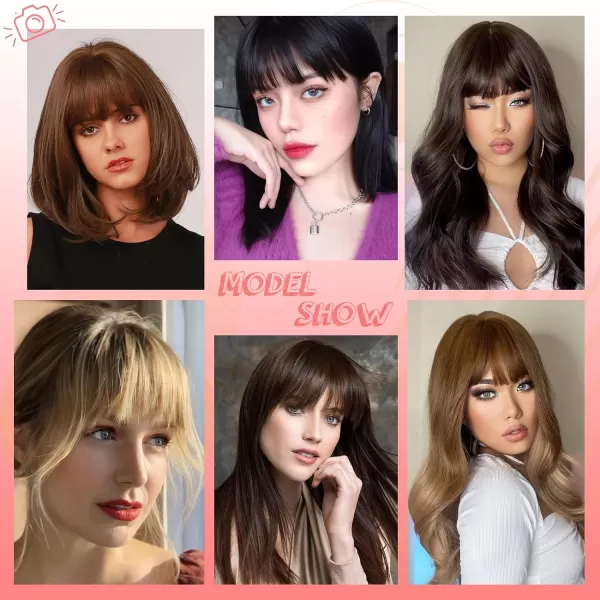 NAYOO Bangs Hair Clip in Bangs 100% Real Human Hair Extensions French Bangs Clip on Hair Bangs for Women Fringe with Temples Hairpieces Curved Bangs for Daily Wear