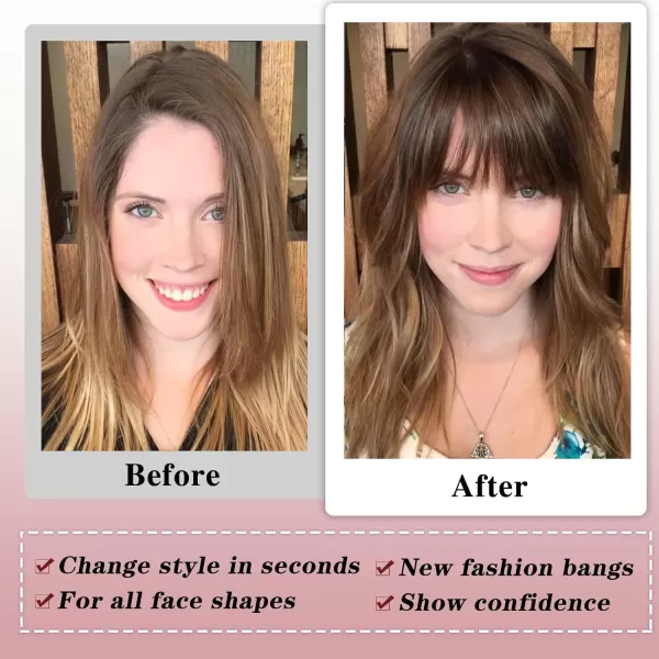 NAYOO Bangs Hair Clip in Bangs 100% Real Human Hair Extensions French Bangs Clip on Hair Bangs for Women Fringe with Temples Hairpieces Curved Bangs for Daily Wear