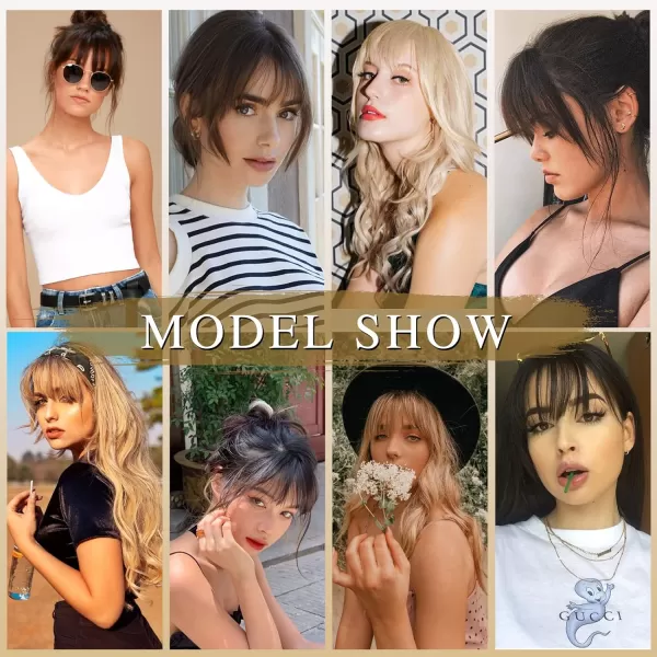 NAYOO Bangs Hair Clip in Bangs 100% Real Human Hair Extensions French Bangs Clip on Hair Bangs for Women Fringe with Temples Hairpieces Curved Bangs for Daily Wear