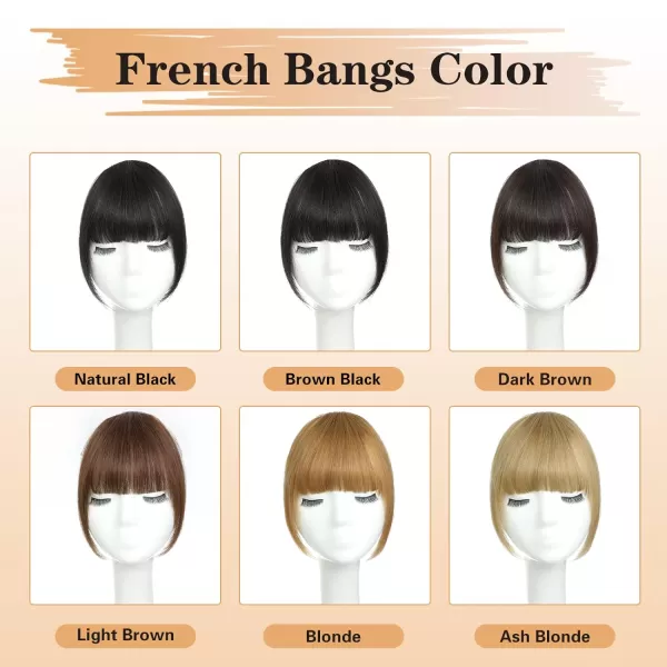 NAYOO Bangs Hair Clip in Bangs 100% Real Human Hair Extensions French Bangs Clip on Hair Bangs for Women Fringe with Temples Hairpieces Curved Bangs for Daily Wear