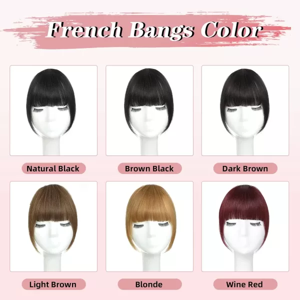 NAYOO Bangs Hair Clip in Bangs 100% Real Human Hair Extensions French Bangs Clip on Hair Bangs for Women Fringe with Temples Hairpieces Curved Bangs for Daily Wear
