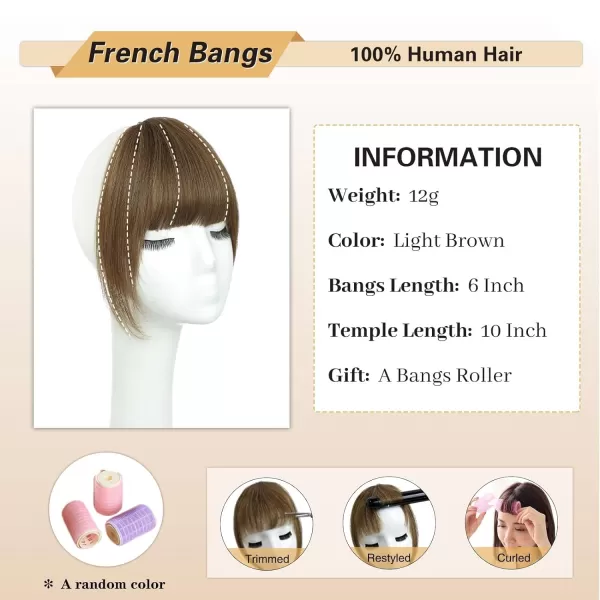NAYOO Bangs Hair Clip in Bangs 100% Real Human Hair Extensions French Bangs Clip on Hair Bangs for Women Fringe with Temples Hairpieces Curved Bangs for Daily Wear
