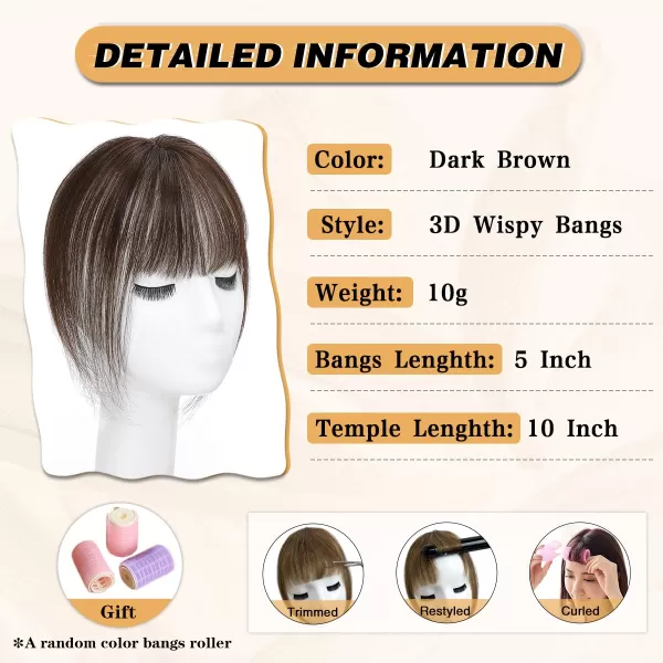 NAYOO Bangs Hair Clip in Bangs 100% Real Human Hair Extensions French Bangs Clip on Hair Bangs for Women Fringe with Temples Hairpieces Curved Bangs for Daily Wear