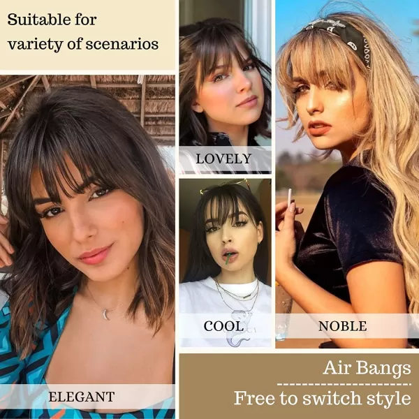 NAYOO Bangs Hair Clip in Bangs 100% Real Human Hair Extensions French Bangs Clip on Hair Bangs for Women Fringe with Temples Hairpieces Curved Bangs for Daily Wear