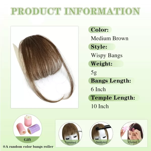 NAYOO Bangs Hair Clip in Bangs 100% Real Human Hair Extensions French Bangs Clip on Hair Bangs for Women Fringe with Temples Hairpieces Curved Bangs for Daily Wear