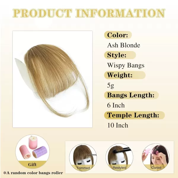 NAYOO Bangs Hair Clip in Bangs 100% Real Human Hair Extensions French Bangs Clip on Hair Bangs for Women Fringe with Temples Hairpieces Curved Bangs for Daily Wear