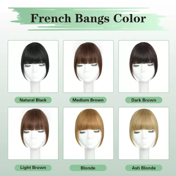 NAYOO Bangs Hair Clip in Bangs 100% Real Human Hair Extensions French Bangs Clip on Hair Bangs for Women Fringe with Temples Hairpieces Curved Bangs for Daily Wear