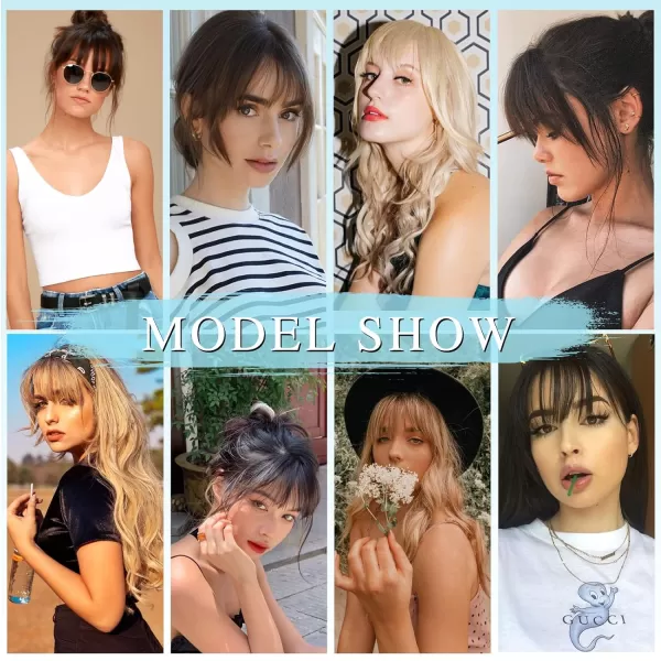 NAYOO Bangs Hair Clip in Bangs 100% Real Human Hair Extensions French Bangs Clip on Hair Bangs for Women Fringe with Temples Hairpieces Curved Bangs for Daily Wear