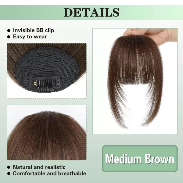 NAYOO Bangs Hair Clip in Bangs 100% Real Human Hair Extensions French Bangs Clip on Hair Bangs for Women Fringe with Temples Hairpieces Curved Bangs for Daily Wear