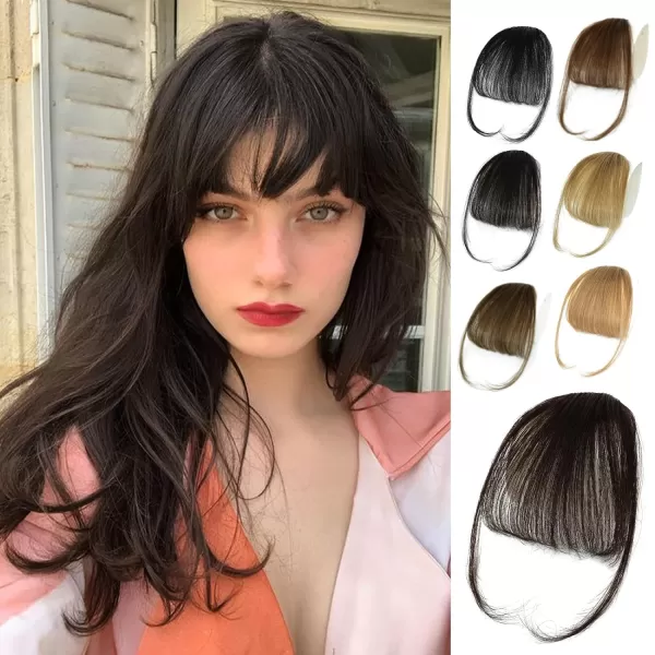 NAYOO Bangs Hair Clip in Bangs 100% Real Human Hair Extensions French Bangs Clip on Hair Bangs for Women Fringe with Temples Hairpieces Curved Bangs for Daily Wear