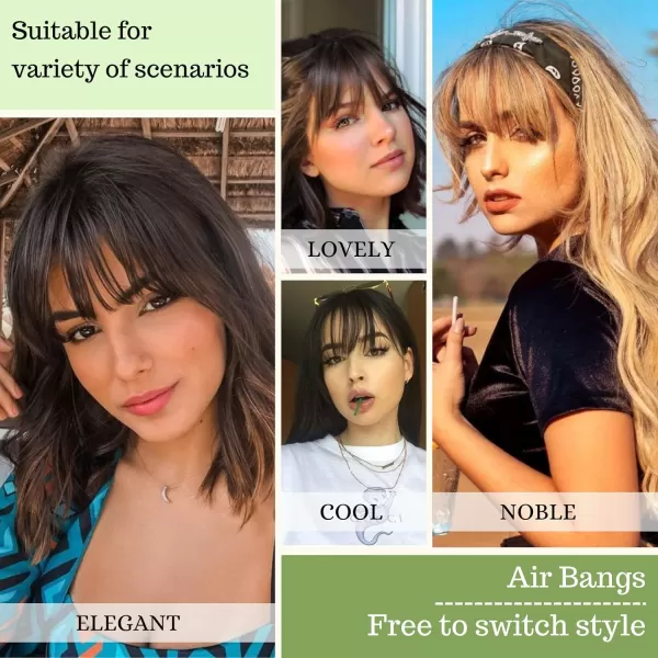 NAYOO Bangs Hair Clip in Bangs 100% Real Human Hair Extensions French Bangs Clip on Hair Bangs for Women Fringe with Temples Hairpieces Curved Bangs for Daily Wear