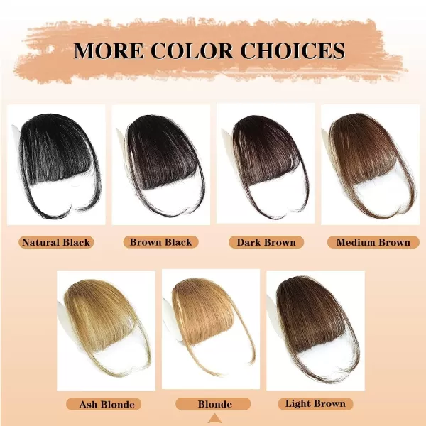NAYOO Bangs Hair Clip in Bangs 100% Real Human Hair Extensions French Bangs Clip on Hair Bangs for Women Fringe with Temples Hairpieces Curved Bangs for Daily Wear