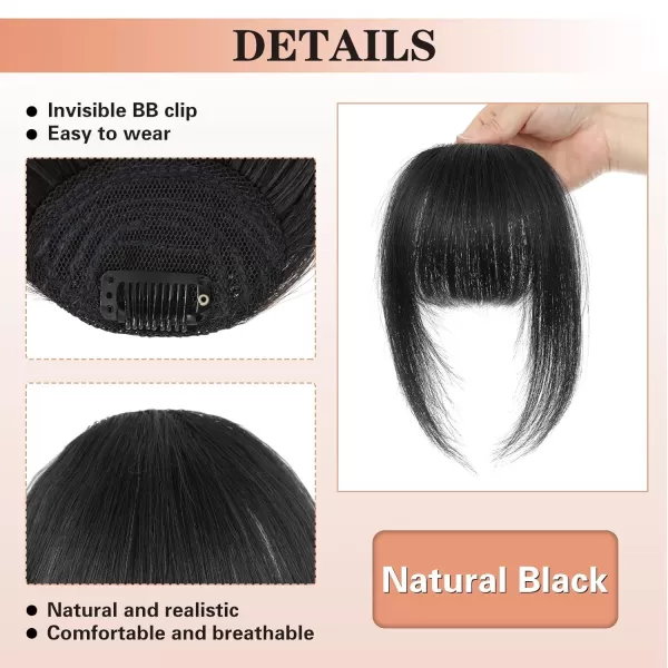 NAYOO Bangs Hair Clip in Bangs 100% Real Human Hair Extensions French Bangs Clip on Hair Bangs for Women Fringe with Temples Hairpieces Curved Bangs for Daily Wear
