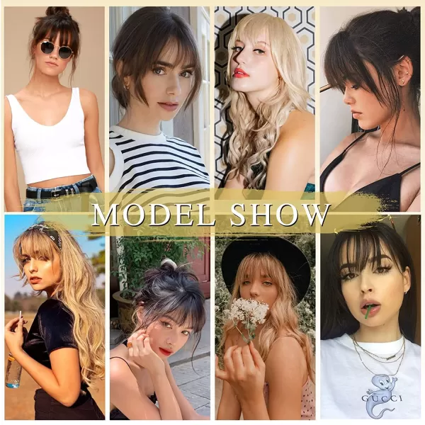 NAYOO Bangs Hair Clip in Bangs 100% Real Human Hair Extensions French Bangs Clip on Hair Bangs for Women Fringe with Temples Hairpieces Curved Bangs for Daily Wear