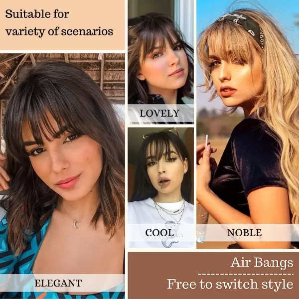 NAYOO Bangs Hair Clip in Bangs 100% Real Human Hair Extensions French Bangs Clip on Hair Bangs for Women Fringe with Temples Hairpieces Curved Bangs for Daily Wear