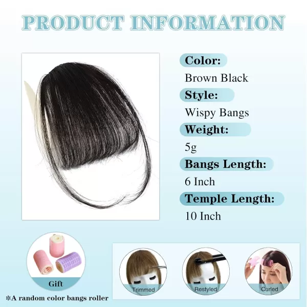 NAYOO Bangs Hair Clip in Bangs 100% Real Human Hair Extensions French Bangs Clip on Hair Bangs for Women Fringe with Temples Hairpieces Curved Bangs for Daily Wear