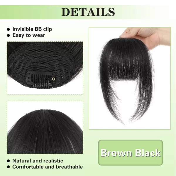 NAYOO Bangs Hair Clip in Bangs 100% Real Human Hair Extensions French Bangs Clip on Hair Bangs for Women Fringe with Temples Hairpieces Curved Bangs for Daily Wear