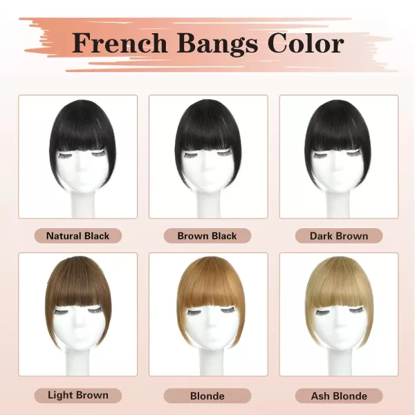 NAYOO Bangs Hair Clip in Bangs 100% Real Human Hair Extensions French Bangs Clip on Hair Bangs for Women Fringe with Temples Hairpieces Curved Bangs for Daily Wear