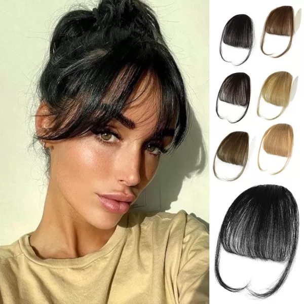 NAYOO Bangs Hair Clip in Bangs 100% Real Human Hair Extensions French Bangs Clip on Hair Bangs for Women Fringe with Temples Hairpieces Curved Bangs for Daily Wear