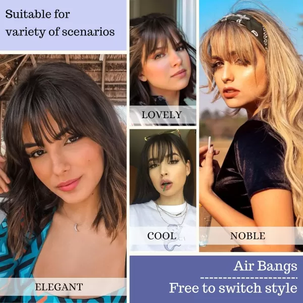 NAYOO Bangs Hair Clip in Bangs 100% Real Human Hair Extensions French Bangs Clip on Hair Bangs for Women Fringe with Temples Hairpieces Curved Bangs for Daily Wear