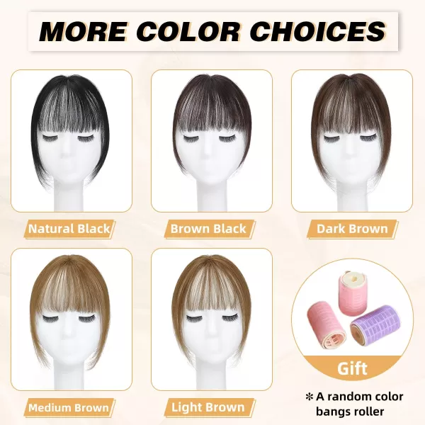 NAYOO Bangs Hair Clip in Bangs 100% Real Human Hair Extensions French Bangs Clip on Hair Bangs for Women Fringe with Temples Hairpieces Curved Bangs for Daily Wear