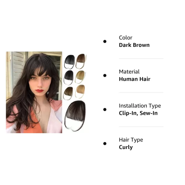 NAYOO Bangs Hair Clip in Bangs 100% Real Human Hair Extensions French Bangs Clip on Hair Bangs for Women Fringe with Temples Hairpieces Curved Bangs for Daily Wear
