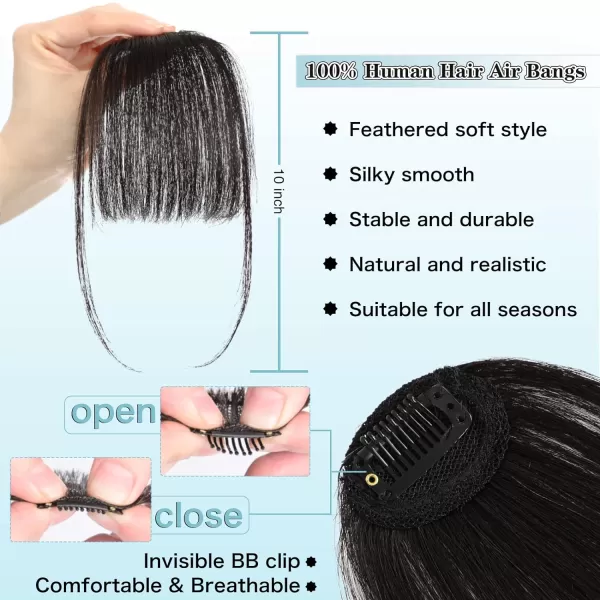 NAYOO Bangs Hair Clip in Bangs 100% Real Human Hair Extensions French Bangs Clip on Hair Bangs for Women Fringe with Temples Hairpieces Curved Bangs for Daily Wear