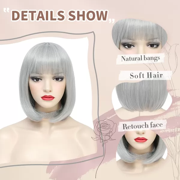 NAYOO Blonde Wig with Bangs, 12 Inch Blonde Short Bob Wigs for Women, Natural Look Blonde Bob Wig with Bangs, Super Soft Straight Bob Wig, Colorful Wig for Everyday Use, Cosplay, Halloween