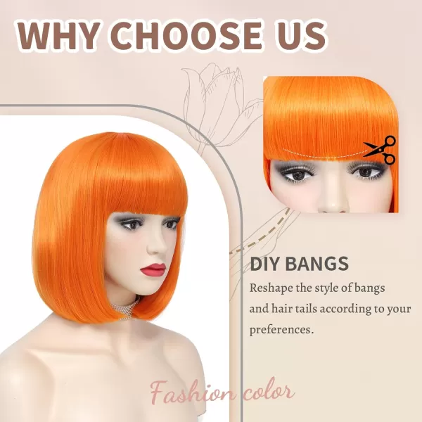 NAYOO Blonde Wig with Bangs, 12 Inch Blonde Short Bob Wigs for Women, Natural Look Blonde Bob Wig with Bangs, Super Soft Straight Bob Wig, Colorful Wig for Everyday Use, Cosplay, Halloween
