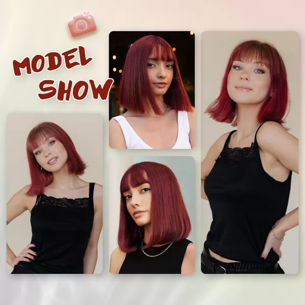 NAYOO Blonde Wig with Bangs, 12 Inch Blonde Short Bob Wigs for Women, Natural Look Blonde Bob Wig with Bangs, Super Soft Straight Bob Wig, Colorful Wig for Everyday Use, Cosplay, Halloween