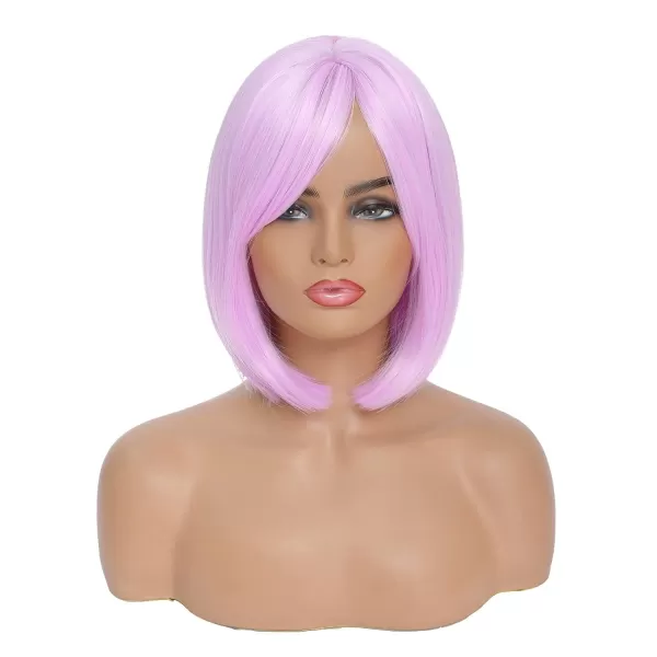 NAYOO Blonde Wig with Bangs, 12 Inch Blonde Short Bob Wigs for Women, Natural Look Blonde Bob Wig with Bangs, Super Soft Straight Bob Wig, Colorful Wig for Everyday Use, Cosplay, Halloween
