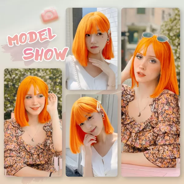 NAYOO Blonde Wig with Bangs, 12 Inch Blonde Short Bob Wigs for Women, Natural Look Blonde Bob Wig with Bangs, Super Soft Straight Bob Wig, Colorful Wig for Everyday Use, Cosplay, Halloween