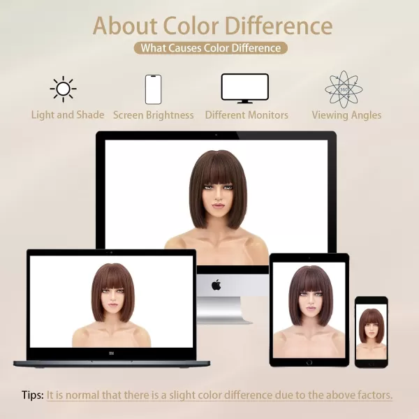 NAYOO Blonde Wig with Bangs, 12 Inch Blonde Short Bob Wigs for Women, Natural Look Blonde Bob Wig with Bangs, Super Soft Straight Bob Wig, Colorful Wig for Everyday Use, Cosplay, Halloween