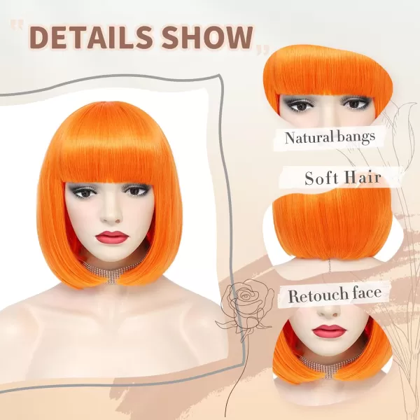 NAYOO Blonde Wig with Bangs, 12 Inch Blonde Short Bob Wigs for Women, Natural Look Blonde Bob Wig with Bangs, Super Soft Straight Bob Wig, Colorful Wig for Everyday Use, Cosplay, Halloween