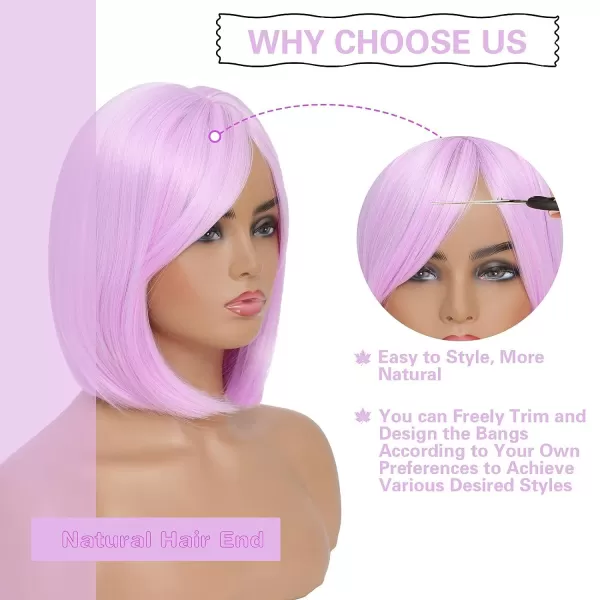 NAYOO Blonde Wig with Bangs, 12 Inch Blonde Short Bob Wigs for Women, Natural Look Blonde Bob Wig with Bangs, Super Soft Straight Bob Wig, Colorful Wig for Everyday Use, Cosplay, Halloween