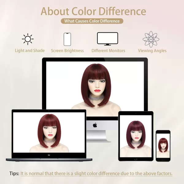 NAYOO Blonde Wig with Bangs, 12 Inch Blonde Short Bob Wigs for Women, Natural Look Blonde Bob Wig with Bangs, Super Soft Straight Bob Wig, Colorful Wig for Everyday Use, Cosplay, Halloween