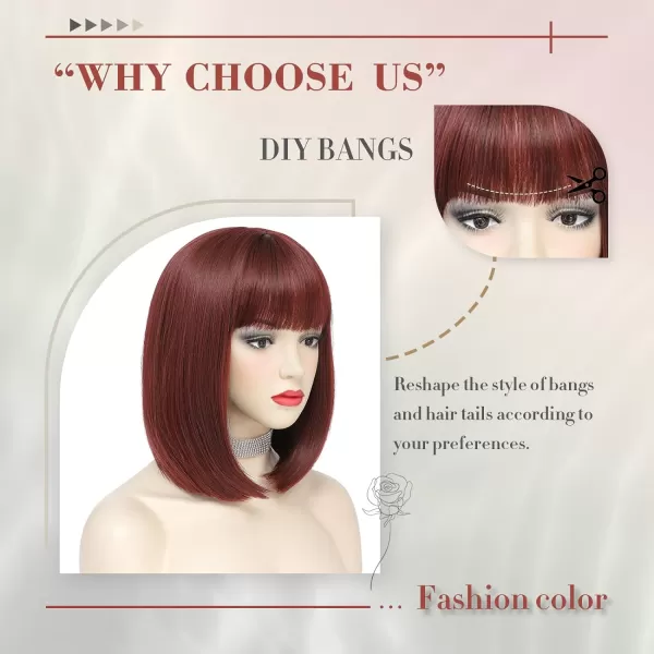 NAYOO Blonde Wig with Bangs, 12 Inch Blonde Short Bob Wigs for Women, Natural Look Blonde Bob Wig with Bangs, Super Soft Straight Bob Wig, Colorful Wig for Everyday Use, Cosplay, Halloween