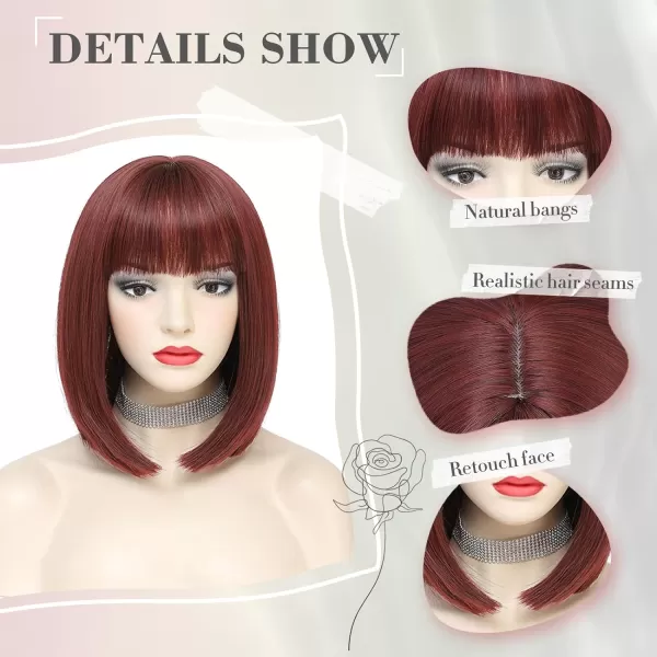 NAYOO Blonde Wig with Bangs, 12 Inch Blonde Short Bob Wigs for Women, Natural Look Blonde Bob Wig with Bangs, Super Soft Straight Bob Wig, Colorful Wig for Everyday Use, Cosplay, Halloween