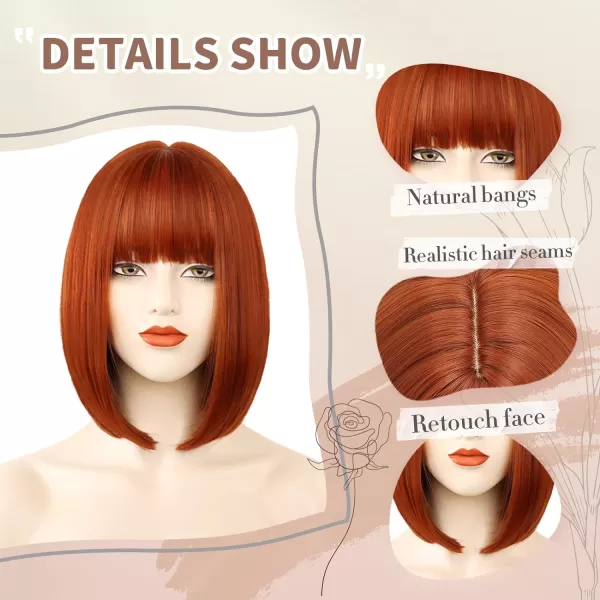 NAYOO Blonde Wig with Bangs, 12 Inch Blonde Short Bob Wigs for Women, Natural Look Blonde Bob Wig with Bangs, Super Soft Straight Bob Wig, Colorful Wig for Everyday Use, Cosplay, Halloween