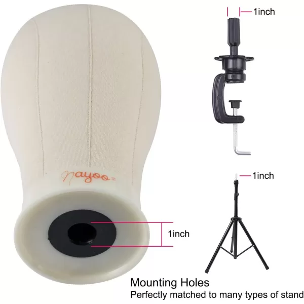 NAYOO Canvas Block Head Wig Head Stand for Making Wigs Display Styling Mannequin Head With Mount Hole 