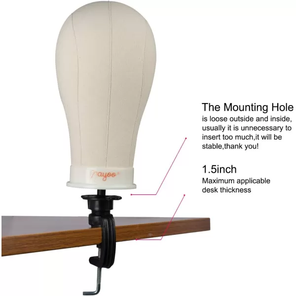 NAYOO Canvas Block Head Wig Head Stand for Making Wigs Display Styling Mannequin Head With Mount Hole 