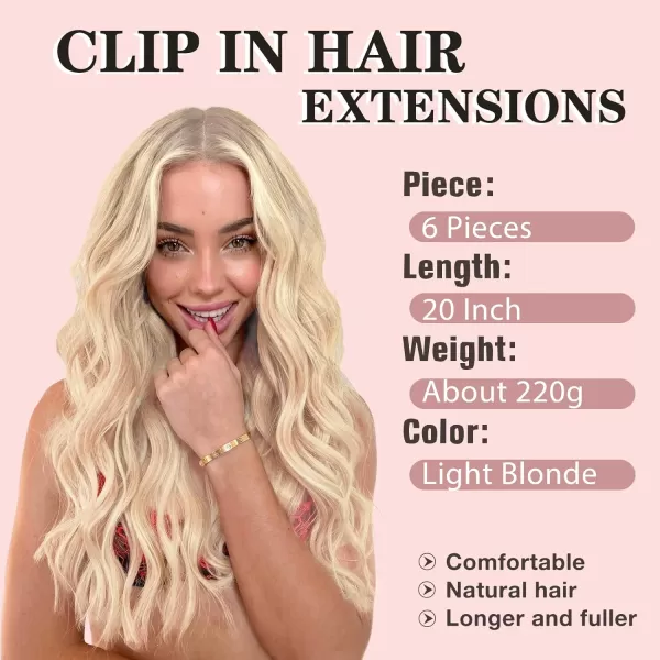 NAYOO Clip in Hair Extensions for Women 20 Inch Long Wavy Curly Dark Brown Hair Extension Full Head Synthetic Hair Extension Hairpieces