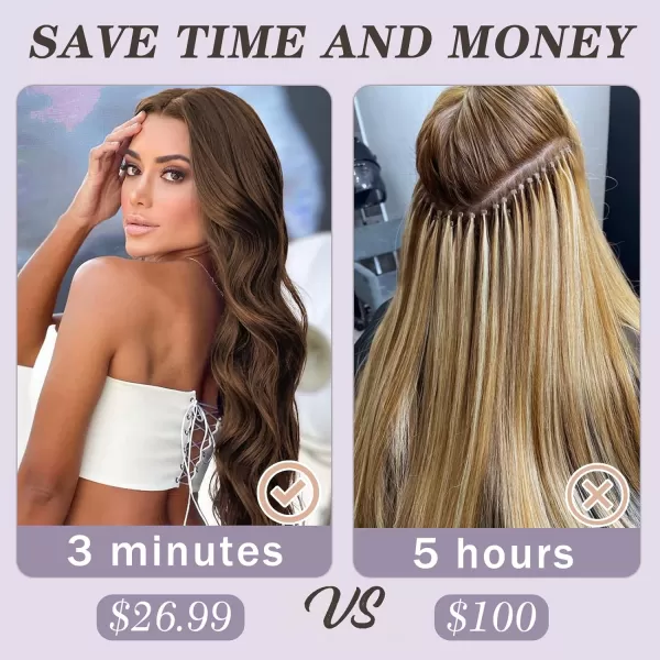 NAYOO Clip in Hair Extensions for Women 20 Inch Long Wavy Curly Dark Brown Hair Extension Full Head Synthetic Hair Extension Hairpieces