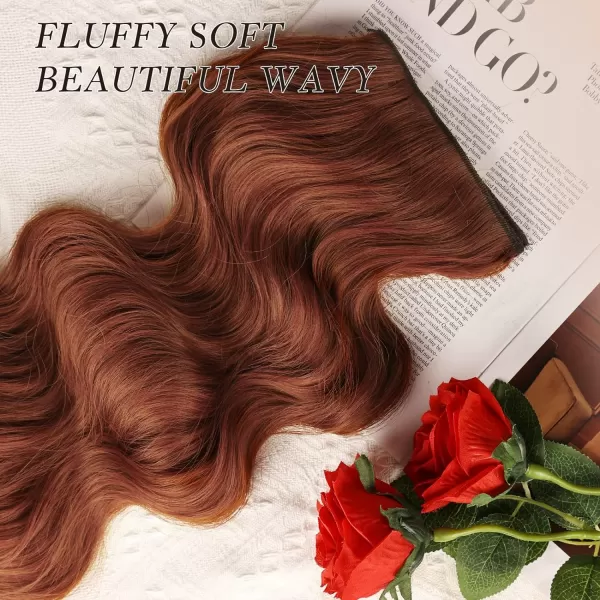NAYOO Clip in Hair Extensions for Women 20 Inch Long Wavy Curly Dark Brown Hair Extension Full Head Synthetic Hair Extension Hairpieces