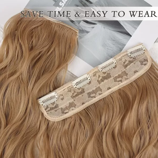 NAYOO Clip in Hair Extensions for Women 20 Inch Long Wavy Curly Dark Brown Hair Extension Full Head Synthetic Hair Extension Hairpieces