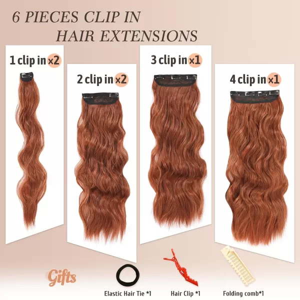 NAYOO Clip in Hair Extensions for Women 20 Inch Long Wavy Curly Dark Brown Hair Extension Full Head Synthetic Hair Extension Hairpieces