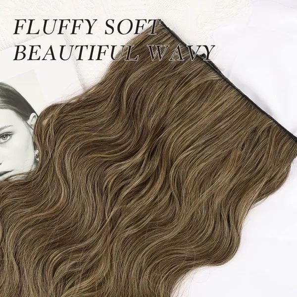 NAYOO Clip in Hair Extensions for Women 20 Inch Long Wavy Curly Dark Brown Hair Extension Full Head Synthetic Hair Extension Hairpieces