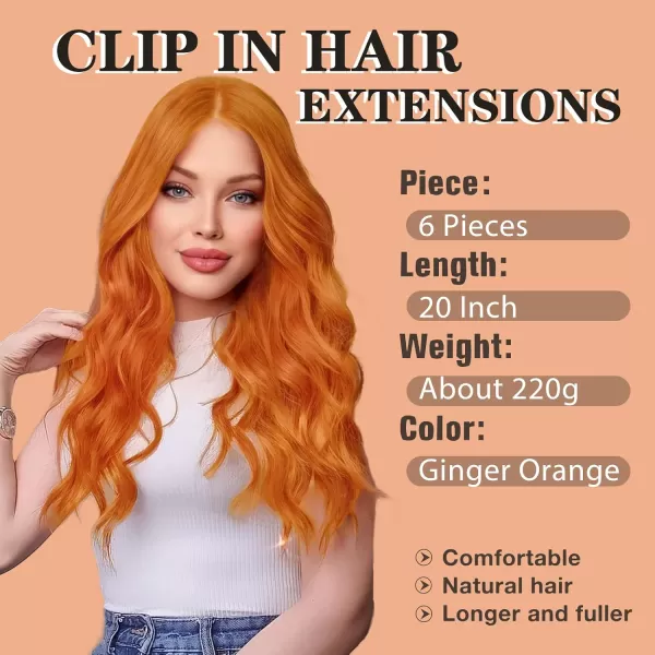 NAYOO Clip in Hair Extensions for Women 20 Inch Long Wavy Curly Dark Brown Hair Extension Full Head Synthetic Hair Extension Hairpieces